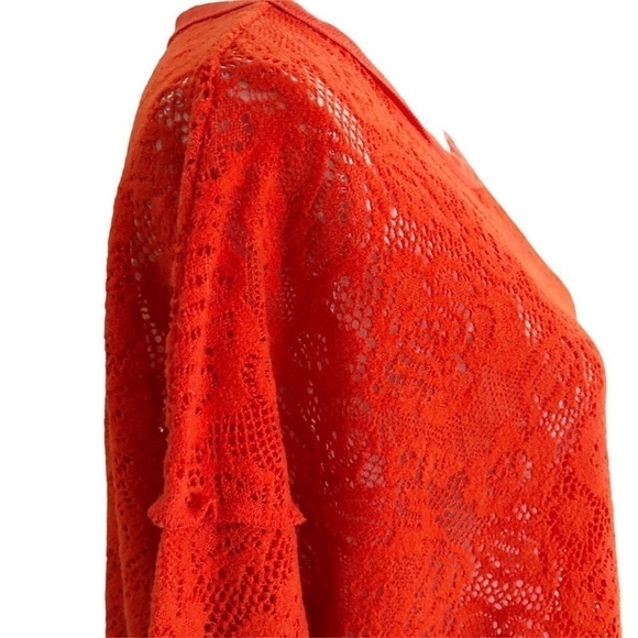 Free People Lace Pullover Orange Top Small - Picture 3 of 16